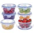 thumbnail image 1 of Paquete de 6 recipientes de plástico redondos de 10 oz con tapa, recipientes herméticos para almacenar alimentos, recipientes pequeños para preparar comidas, 1 of 6