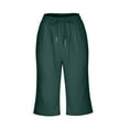 thumbnail image 7 of CheerKidz Womens Solid Color Capris with Pockets Loose Fit Casual Capri Pants Dressy Lightweight Ladies Baggy Cargo Pants for Hiking(Green,XXL), 7 of 7