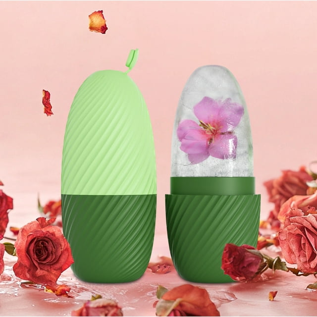Moules à Rouleaux de Glace en Silicone pour le Visage et les Yeux, Outil Réutilisable de Compresse de Glace Beauté avec Fonction de Massage, Matériau de Qualité Alimentaire, Bleu Rose Vert
