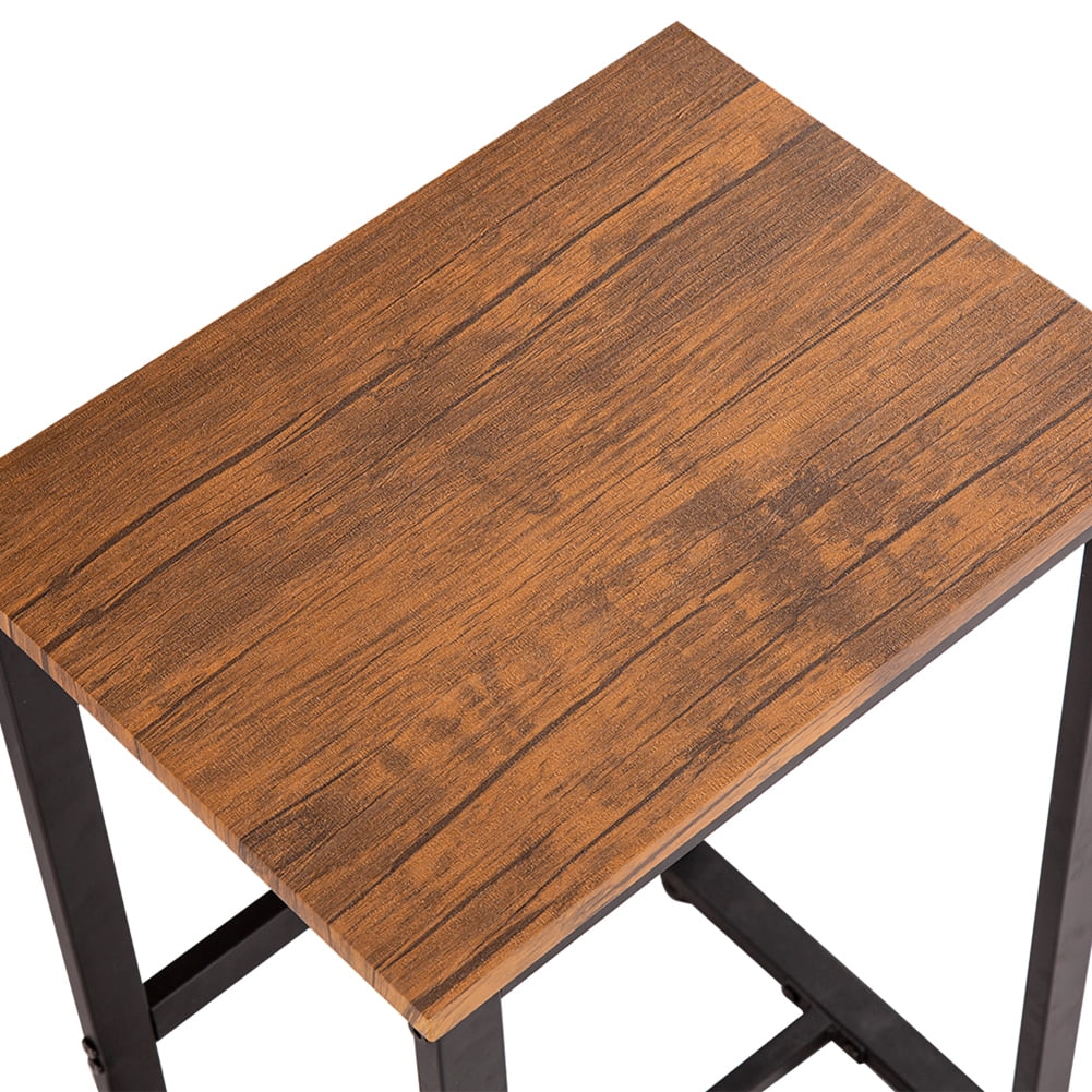 Kadyn Bar Table And Chair Set Of 5, Breakfast Bar Table and Stool Set, Minimalist Dining Table with Backless Stools, Light Walnut Color