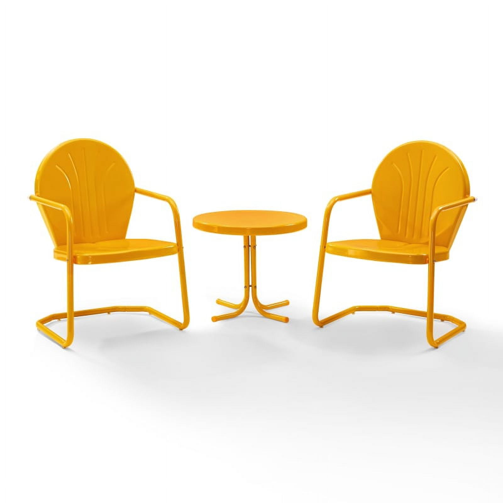 Crosley Furniture Griffith 3 Piece Metal Outdoor Conversation Seating Set - Two Chairs In Tangerine Finish With Side Table In Tangerine