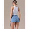 thumbnail image 4 of DARING DIVA Women's High Waist Western Asymmetrical Denim Cargo Skirt Shorts S Blue Grey, 4 of 7
