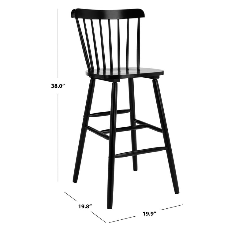 SAFAVIEH Galena Solid Spindle Back Bar Stool with Footrest, Black