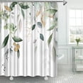 thumbnail image 3 of Green Eucalyptus Leaves Shower Curtain Gold Botanical Bathroom Curtain Sage Green Plant White Fabric Bathtub Decor, 3 of 6