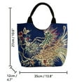 thumbnail image 2 of Cbcbtwo Women's Canvas Phoenix Pattern Embroidery Ethnic Style Shoulder Tote Bag, Blue, 2 of 5