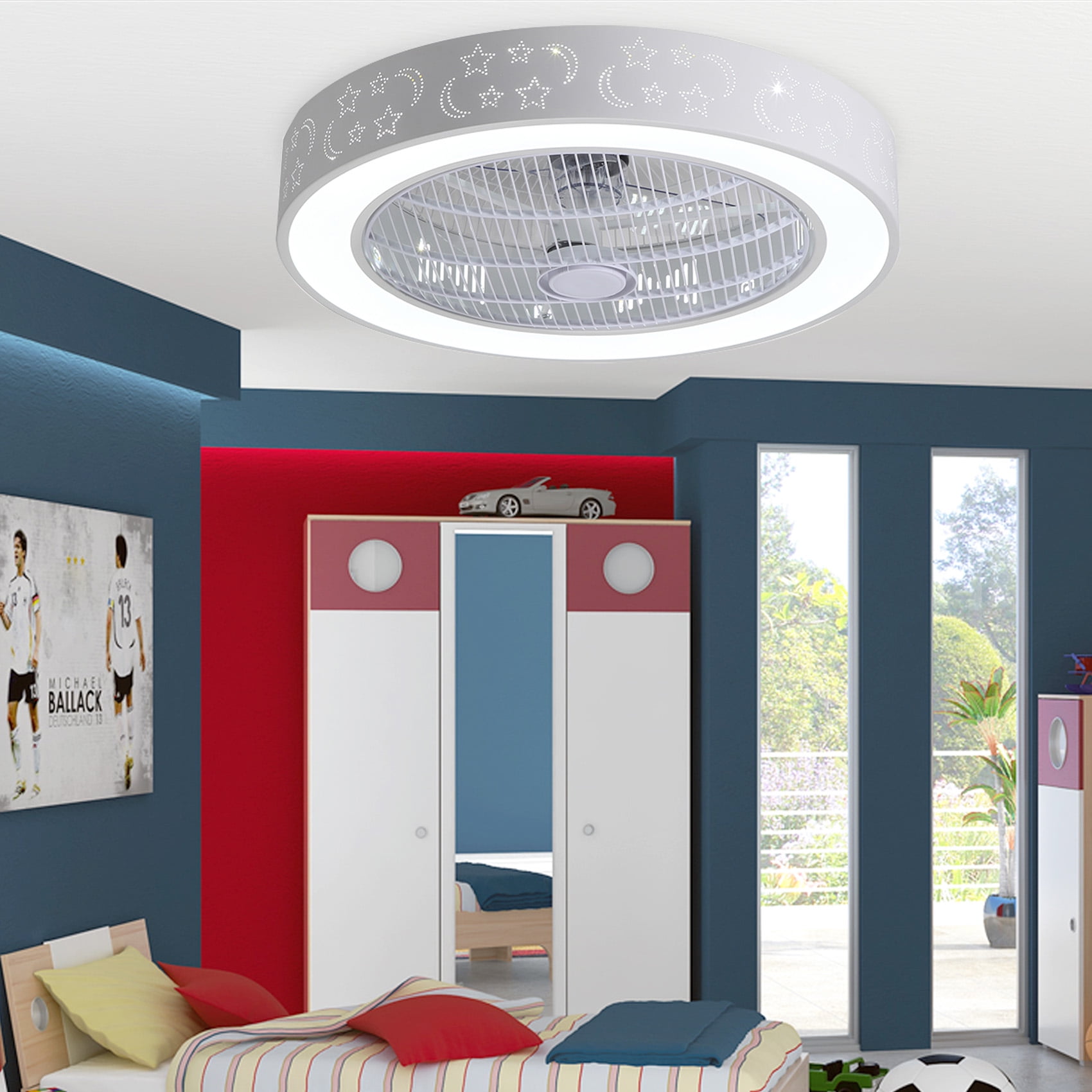 Details about   22 Inch Ceiling Fan with Light and Remote Control,Modern LED Semi Flush Mount US 