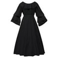 thumbnail image 3 of Vestido de Manga Corta para las Mujeres Color Sólido Estilo Retro Muñeca Cuello Cintura Alta Maxi Largo, Malla para la Noche Y la Fiesta, 3 of 7