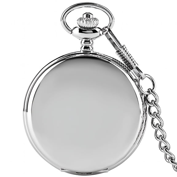 DESIGNICE Smooth Cover Quartz Pocket Watch,Fashionable Roman Digital White Dial with Waist Chain Pocket Watches for Men'S Gift