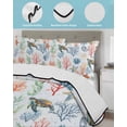 thumbnail image 3 of Full Size Quilt Bedding Set, Summer Ocean Reversible Summer Quilt 3 Pieces, Watercolor Ocean Marine Turtle Coral Starfish Blue Lightweight Bedspreads Coverlets with 2 Pillow Shams for All Seasons, 3 of 5