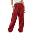 thumbnail image 2 of Fiaer,Women's Sweatpants Casual Drawstring Sweat Pants Workout Athletic Joggers with Pockets Plus Size Trendy Loose Fit Trousers Red XL, 2 of 9