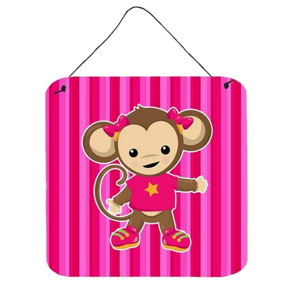 Monkey on Pink Stripes Wall or Door Hanging Prints