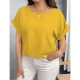 thumbnail image 5 of Plus Size Women's Fashion Crewneck T-Shirt - Summer Business Casual Top Comfort Clothes, 5 of 6