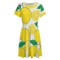 thumbnail image 4 of Lemon Print Lemon Leaves Women's Dress Short Sleeve Summer Sundress Summer Women Clothes, 4 of 7