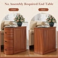 thumbnail image 6 of Walsunny Solid End Table with 3 Drawers, Narrow Sofa Side Table with Storage, Vintage Slim Bedside Table Curved Wood Side Table for Living Room, Entryway, Bedroom, Cherry Finish, 6 of 7
