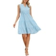 thumbnail image 4 of INSPIRE CHIC Casual Dress for Women's Sleeveless V Neck Above Knee Summer A Line Dresses XS Light Blue, 4 of 6