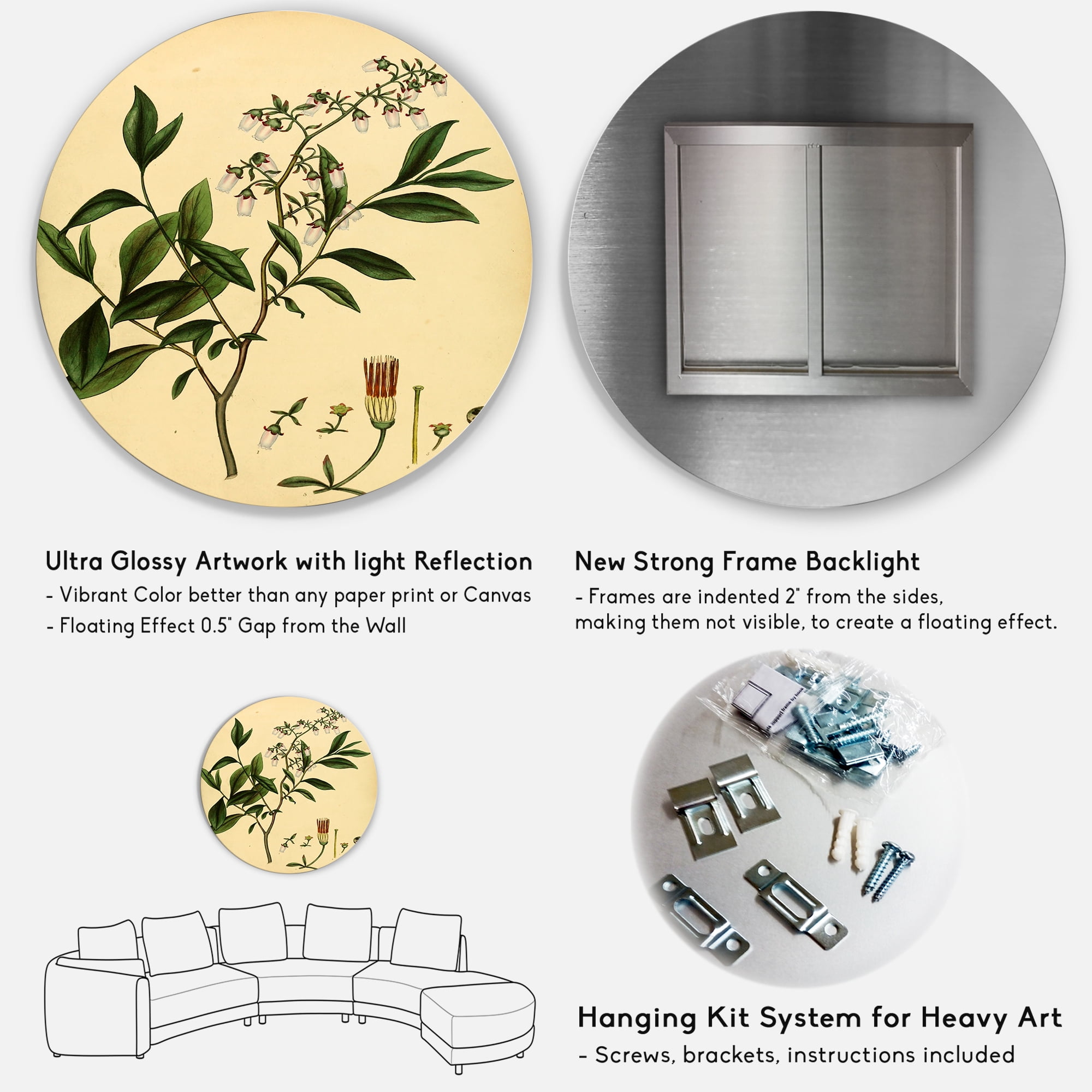 Designart 'Ancient Plant Life V' Traditional Circle Metal Wall Art 29x29 - Disc of 29