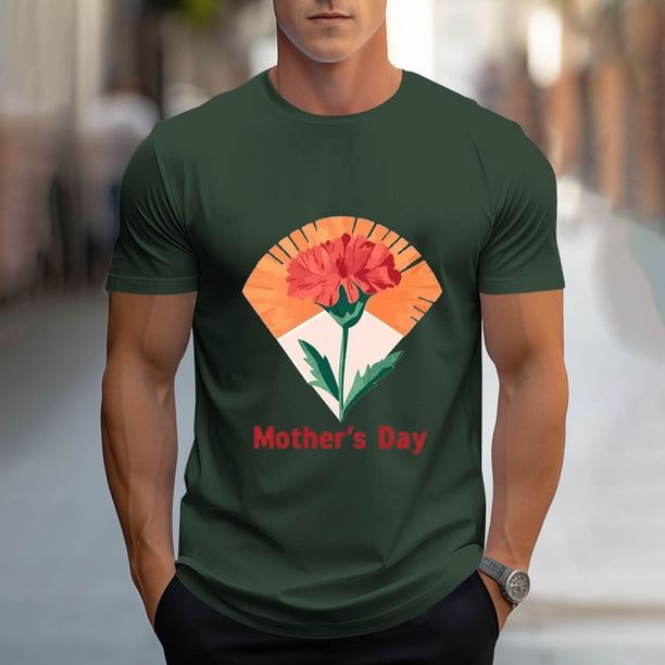 Tops para hombre, blusas y camisas de cuello redondo y manga corta para hombre, camisetas deportivas con estampados casuales para el Día de la Madre, blusas de cuello redondo y manga corta, blusas de