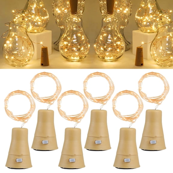 6pcs Wine Bottle Lights, 20 LED 6.6ft Wine Bottle Cork Lights Fairy Starry String Light Indoor Outdoor Decoration Lamp for Party Home Garden Wedding, Warm White