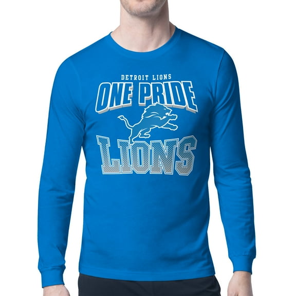 Men's Starter  Blue Detroit Lions Comic Style Slogan Long Sleeve T-Shirt
