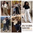 thumbnail image 5 of TEMOFON Sweatpants for Women Wide Leg Casual Baggy Pants High Waisted Elastic Drawstring Lightgray Sweatpant with Pockets XL, 5 of 9