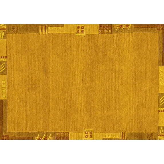 Ahgly Company Indoor Rectangle Abstract Yellow Modern Area Rugs, 7' x 10'