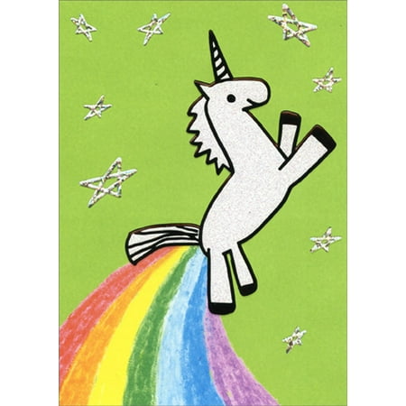 Unicorn Birthday Card - Avanti Press Unicorn Making Rainbow A-Press Funny Birthday Card