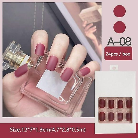 Set de 24 piezas cortas de uñas acrílicas, estilo dulce y fresco
