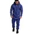 thumbnail image 3 of Mens Solid Long Sleeve Hooded Jumpsuit with Zipper Pockets Autumn Winter Casual, 3 of 9