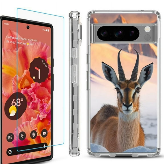 OneToughShield ® Compatible with Google Pixel 8 Pro, Shockproof Phone Case, with Tempered Glass Screen Protector - Gazelle