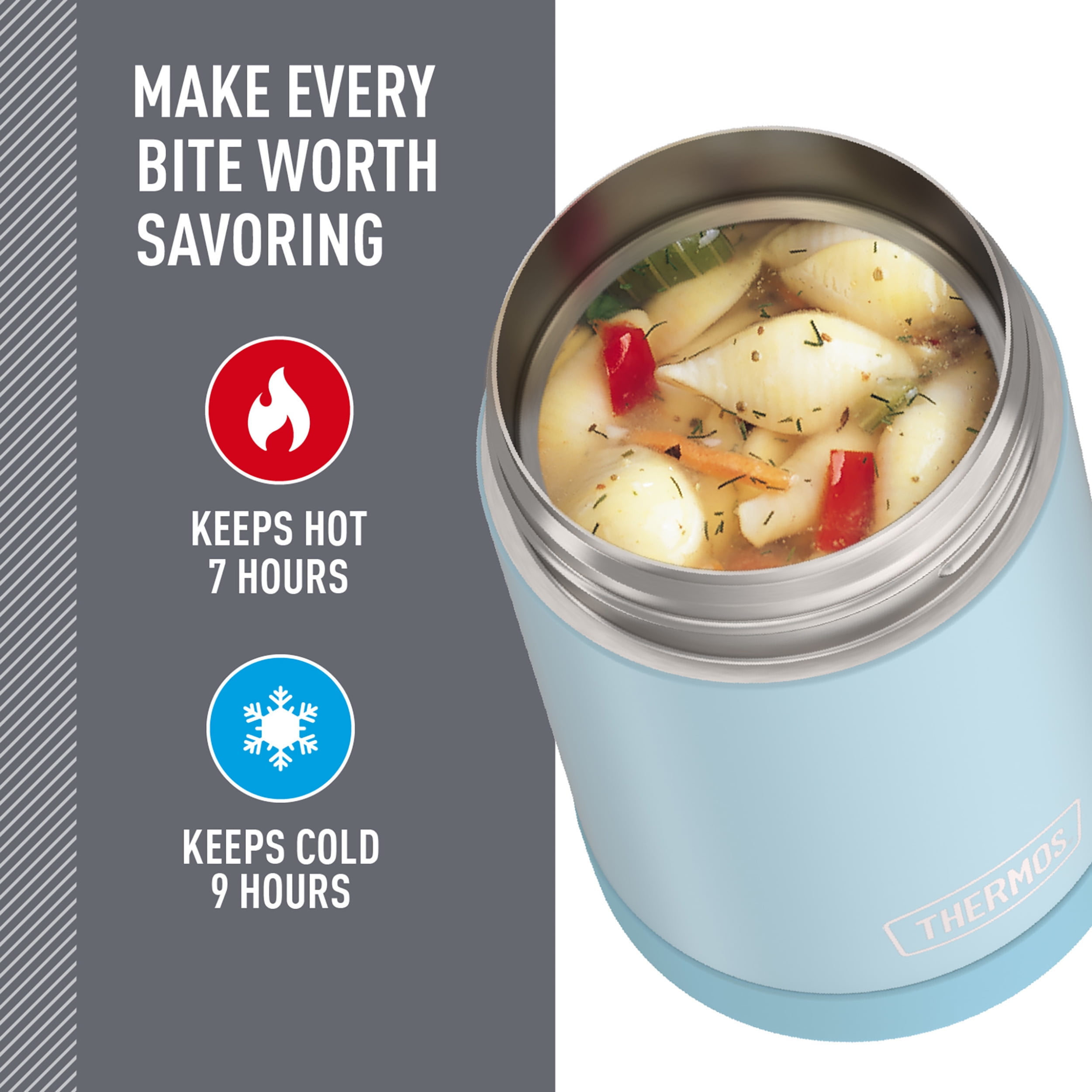 (2 pack) Thermos Vaccum Insulated Stainless Steel Food Jar with Spoon, 16oz, Glacier Blue, Ideal Use for Workday Meals and Travel, Made for Portable Food Storage, Dishwasher Safe, For Hot and Cold Food