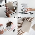 thumbnail image 2 of LUNA London Eclipse LED Lighted Travel Vanity Makeup Mirror | 3 Colour Light, Compact, Portable, Lighted, Rechargeable, Illuminated Mirror | Perfect for Travel, Makeup & Beauty Needs | Forest Green, 2 of 6
