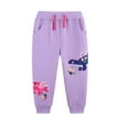 thumbnail image 2 of Bellafa Toddler Girls Cotton Sweatpants Embroidery Prints Drawstring Waist Casual Joggers Pants for Kids 2-7Y, 2 of 9