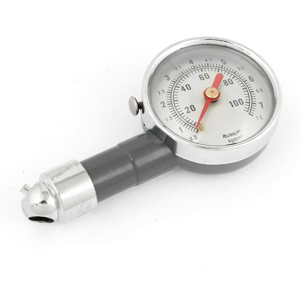 Truck Bicycle 0100Psi 07.5KPa Air Tire Pressure Gauge Gage Silver