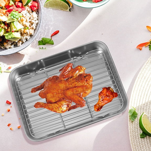 BESTYASH 1 Set of Stainless Steel Deep Pan Silver Grill Pan for Outdoor Use