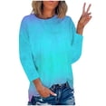 thumbnail image 2 of Nouveaux Hauts d'Été pour Femmes 2023 Mode Col Rond Manches 3/4 Imprimé Blouses Décontractées Grande Taille Chemise à Manches Longues pour Femmes, 2 of 4