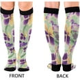 thumbnail image 2 of Coolnut High Elasticity Compression Socks, High Knee Socks Adult Universal Leisure Relieve Fatigue, Purple Violets Travel Daily with Running (1 Pair) Gift, 2 of 7