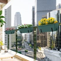 Railing Planter Balcony Hanging Planter Bracket, Green 6-pack