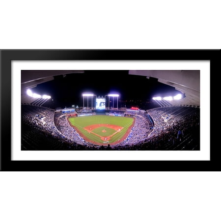 Kauffman Stadium 40×20 Large Black Wood Framed Print Art – Home of the Kansas City Royals