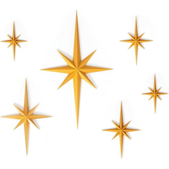 QenASHaing 6Pcs Star Wall Sculpture, 3D Plastic Decor, Vintag Century Celestial Wall For Ch Decorations Decor, Modern