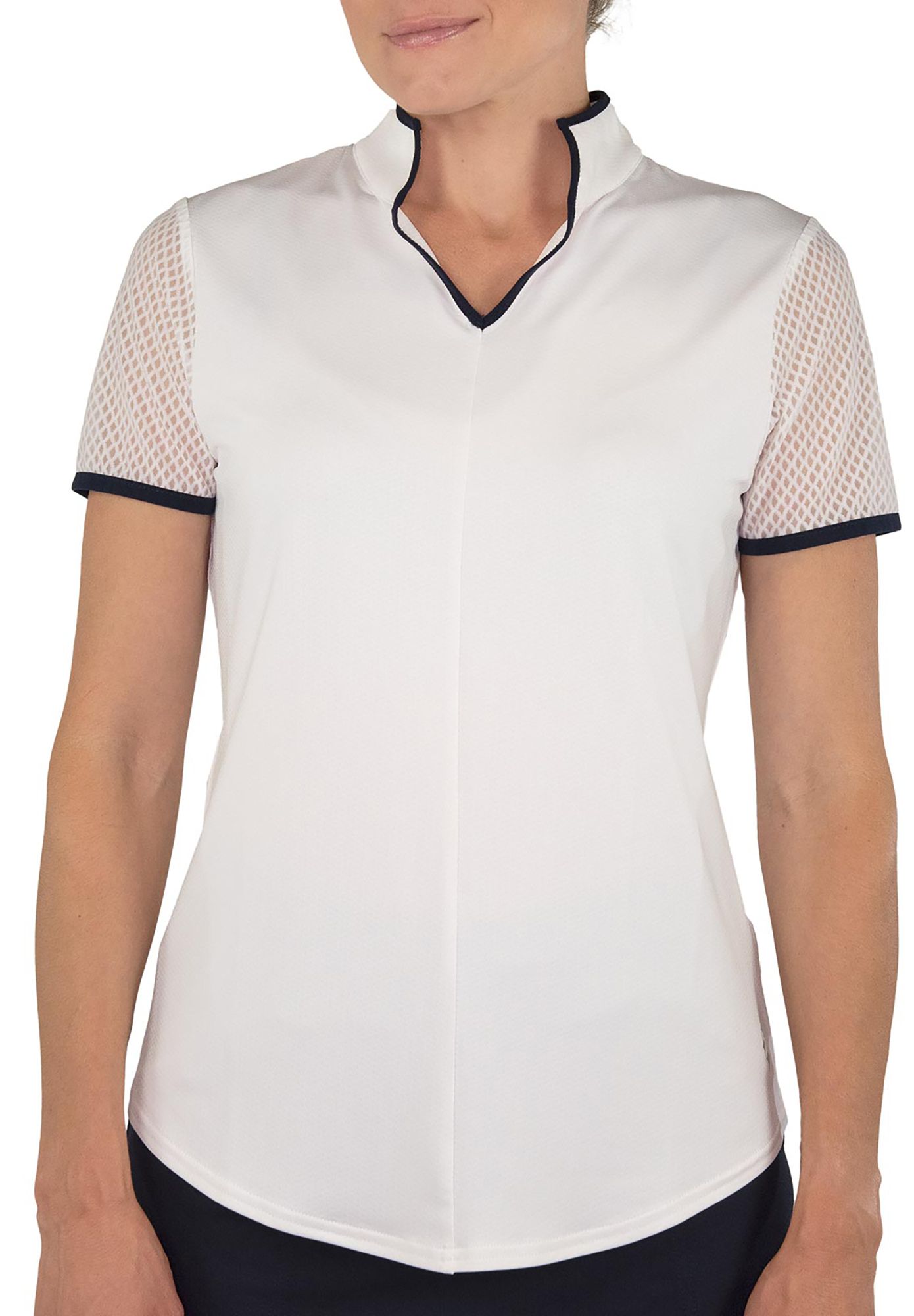 Mesh Sleeve Mock Neck Golf Polo 