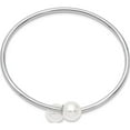 thumbnail image 2 of Sterling Silver Rh-Plat 10-11mm Wht Imitat Shell Pearl Bangle Bracelet (7 X 10) Made In China qmjb133ww, 2 of 5