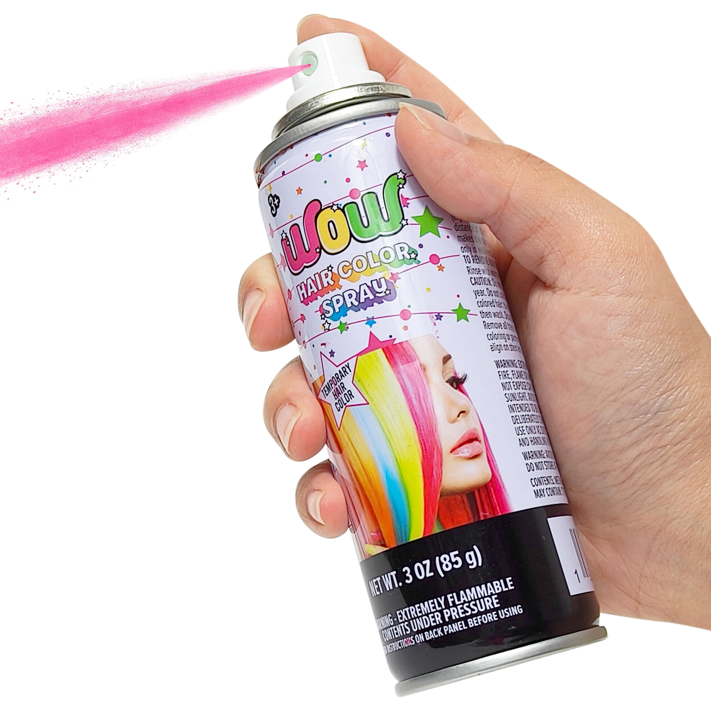 Wow Temporary Hair Color Spray, Fluorescent Pink
