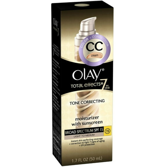 OLAY Total Effects 7-in-1 Tone Correcting Moisturizer, SPF 15, Light to Medium 1.7 oz (Pack of 3)