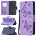 thumbnail image 1 of Allytech iPhone 12 Pro Max Case 6.7", Folio Flip PU Leather Slim Fit Kickstand Cover with Credit Cards Holder Hand Wrist Strap Wallet Case Cover for Apple iPhone 12 Pro Max, Violet, 1 of 6