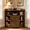 Walnut + MDF+LVL + Primary Living Space+2, variant on YOQIANG Blue Brown 6Cubby Corner Storage Cabinet with USB & Type-C Ports AC Outlets Industrial Engineered Wood Corner Bookshelf with Storage Doors for Living Room Study Playroom