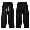 thumbnail image 4 of ZHYou No Boundarie Women's Corduroy Drawstring Wide Leg Pants Textured Loose Fit Casual Cargo Trousers with Multi Pockets,Black,Size 2XL, 4 of 8