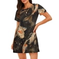 thumbnail image 1 of Easygdp Koi Fish Tranquility Camisón de manga corta para mujer, informal, estampado, 1 of 6