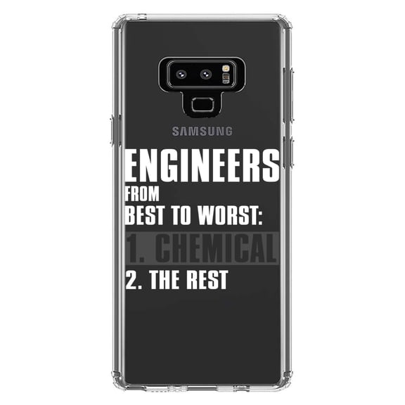 DistinctInk Clear Shockproof Hybrid Case for Samsung Galaxy Note 9 - TPU Bumper Acrylic Back Tempered Glass Screen Protector - Chemical Engineers are the Best