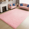 thumbnail image 5 of LUOVEN Fluffy Soft Shag Area Rug, 9*12 Modern Indoor Carpet for Bedroom Living Room Kids Room, Pink, 5 of 6
