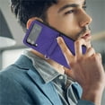 thumbnail image 6 of SaniMore for Samsung Galaxy Z Flip 3 Case, Ultra-Thin PU Leather & Rugged PC Folding Cover Built-in Kickstand & Holder Anti-Scratch Heavy Duty Full Body Protective Shell for Samsung Z Flip 3, Purple, 6 of 6